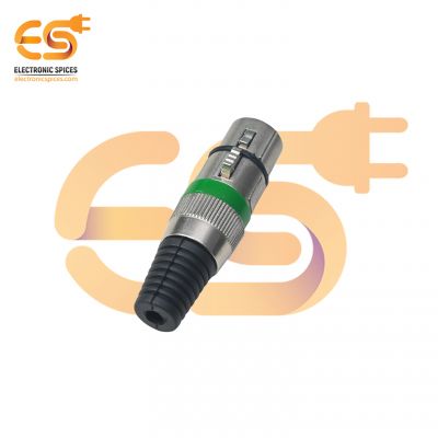 XLR 3-Pin Female Connectors DC power plug,  Barrel jack , Female Plugs Audio Mic Microphone Connector pack of 5pcs (GREEN)